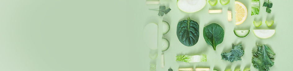 Healthy green fruits and vegetables