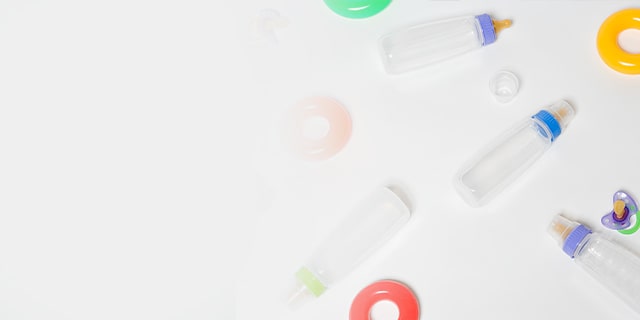 Baby bottles, dummies and teething rings